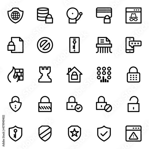 Outline icons for security.