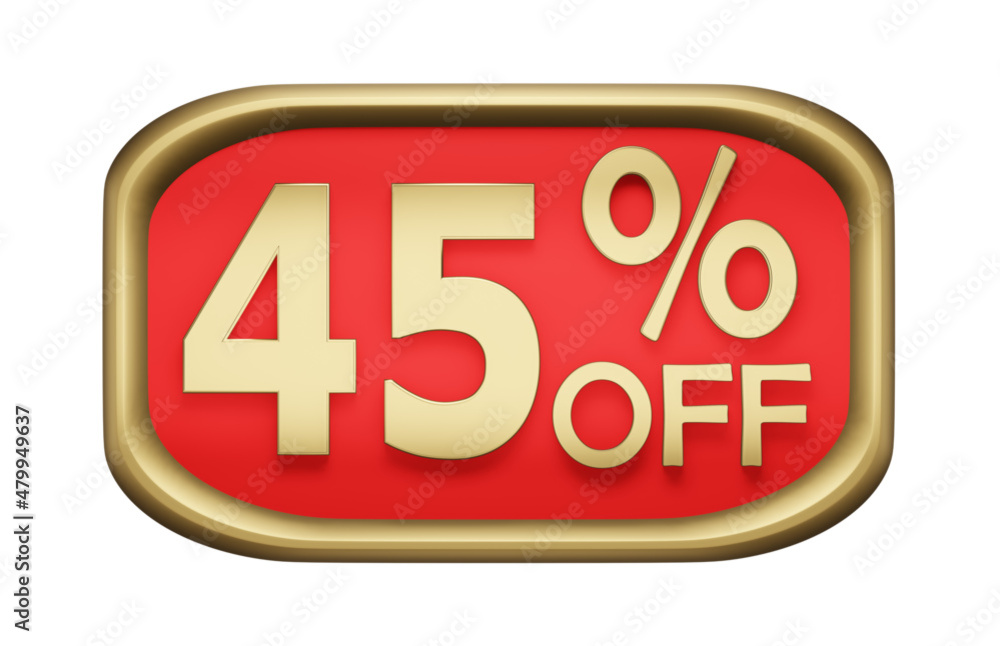 45% percent discount on gold badge, vector. 45% percent discount on gold badge, vector.