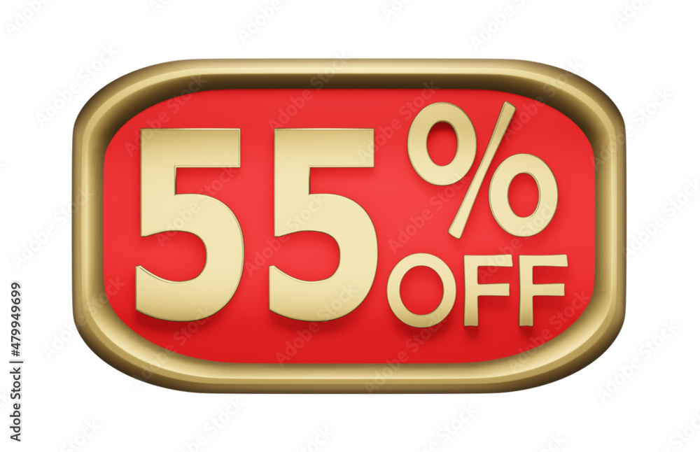55% percent discount on gold badge, vector. 55% percent discount on gold badge, vector.