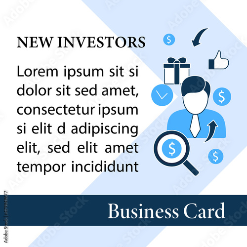 Individual payment square business card. Portion of total payout amount marketing template. Personal deposit.Universal basic income abstract design.Layout illustration page with icon