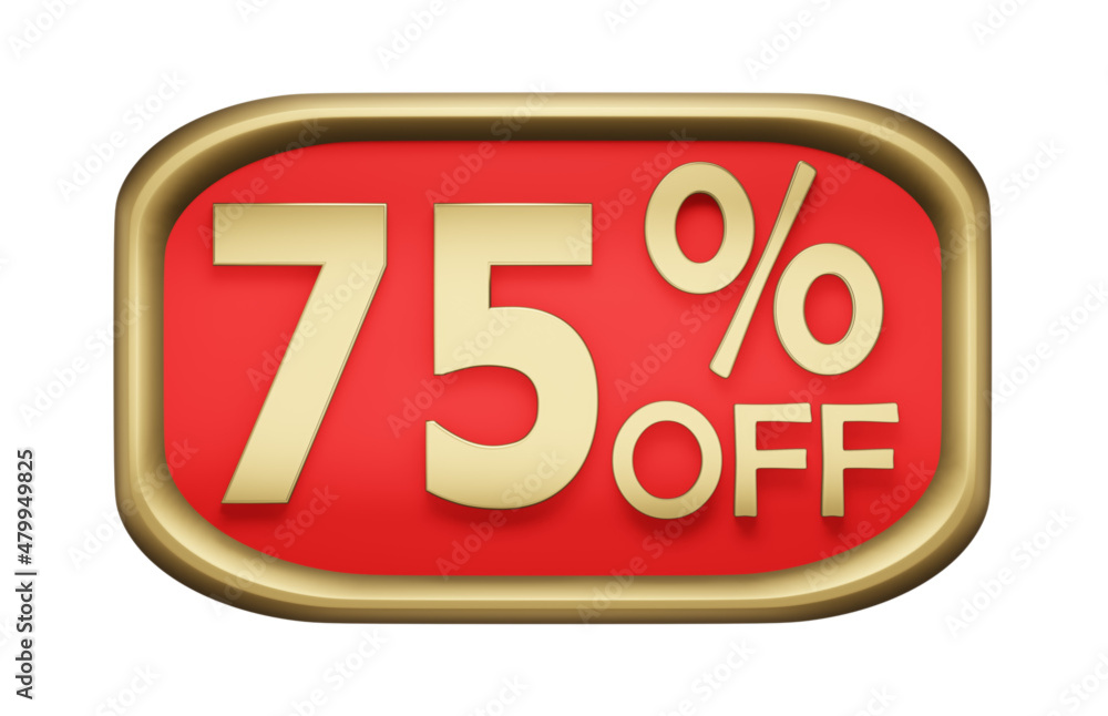 75% percent discount on gold badge, vector. 75% percent discount on gold badge, vector.