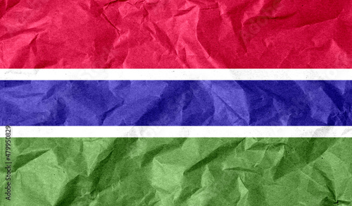 Gambia flag of paper texture. 3D image