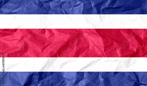 Costa Rica flag of paper texture. 3D image