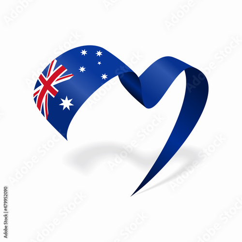 Australian flag heart shaped ribbon. Vector illustration.