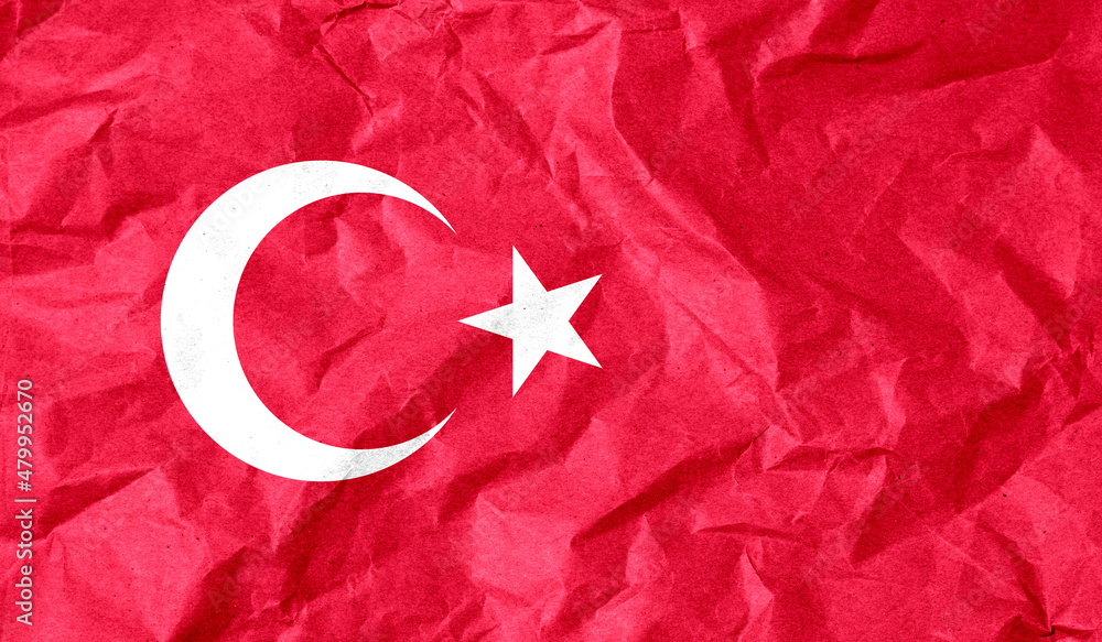 Turkey flag of paper texture. 3D image