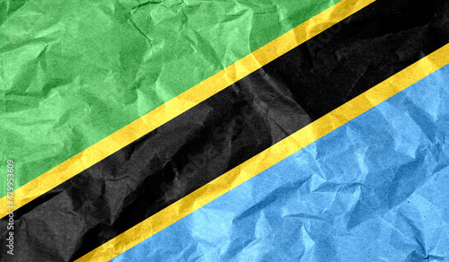 Tanzania flag of paper texture. 3D image