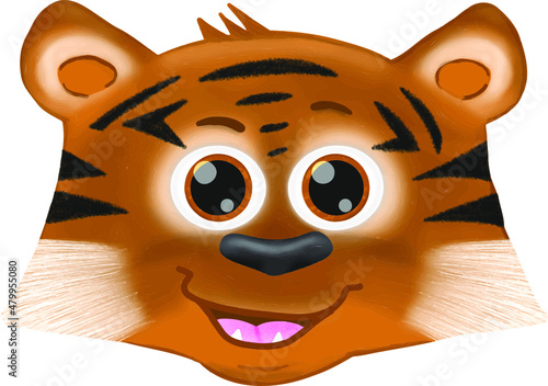 Tiger Gesicht fröhlich lustig Illustration Clipart Design