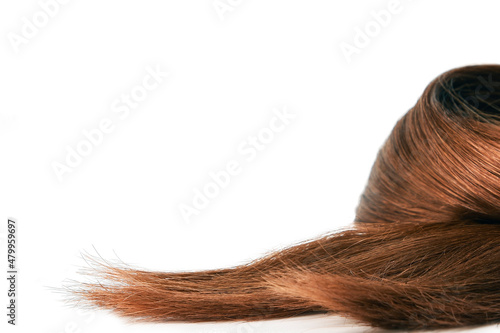 Brown hair natural , isolated on white background , beauty 
