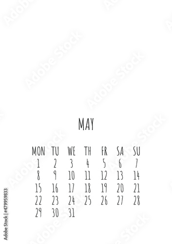 Calendar 2023 Format A4 on white background 