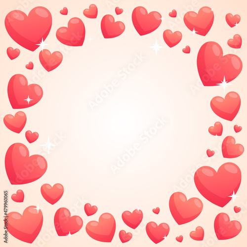 Vector banner or postcard for Valentines Day, frame of hearts.