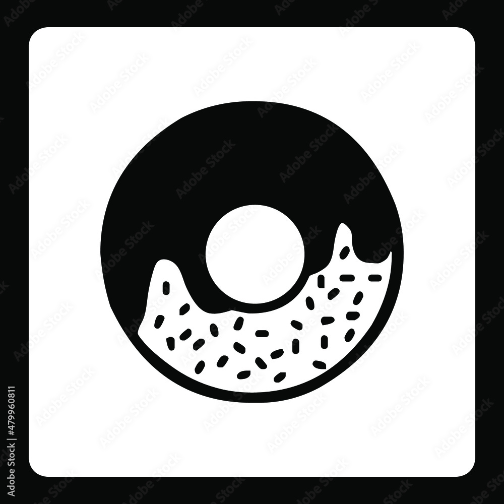 Fototapeta premium Donuts vector icon. Donut icon image in square. Vector concept illustration for design. Isolated on black Background.