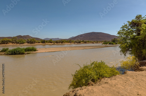 Landscape at the Kunene River  border rivers of Namibia and Angola  Epupa  Namibia