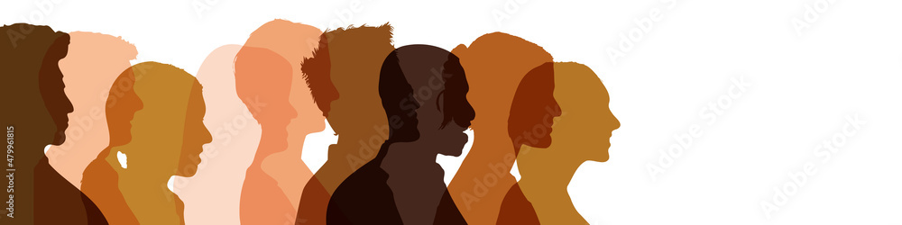 Menschen im Profil in vielen Hautfarben