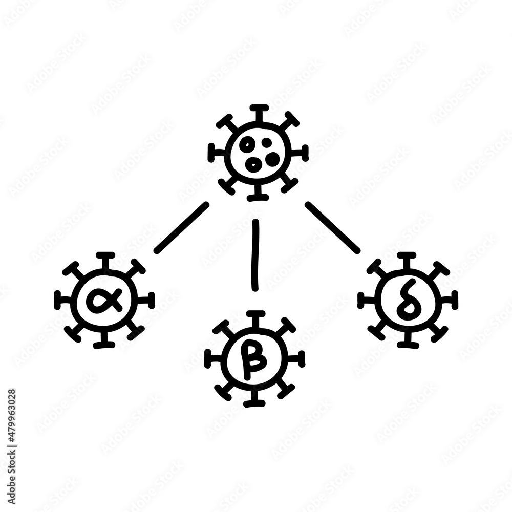 Fototapeta premium Virus mutation concept icon. Hand drawn vector illustration.