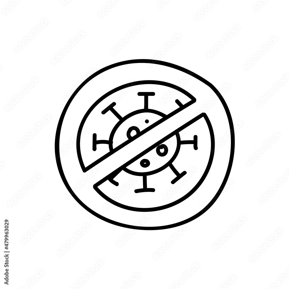 No virus icon. Hand drawn vector illustration. No virus icon. Hand drawn vector illustration.