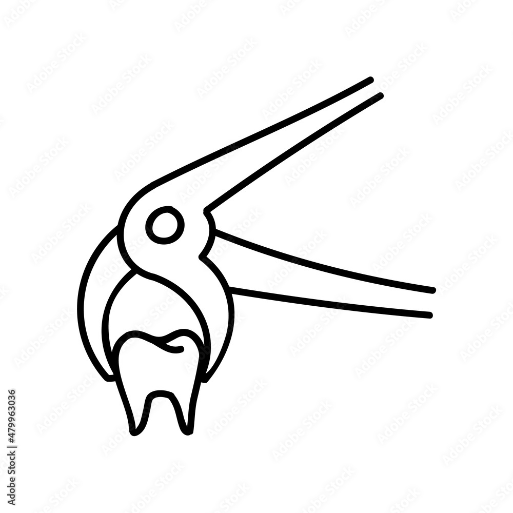 Tooth Grasper Draw Dentist tooth pliers icon. Hand drawn vector illustration. Stock Vector ...