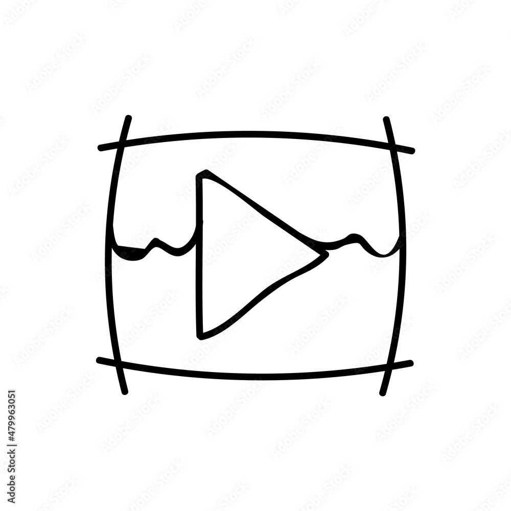 Video player icon. Hand drawn vector illustration. Video player icon. Hand drawn vector illustration.