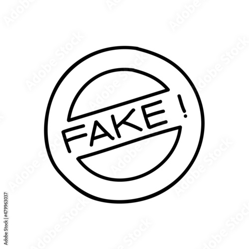 Fake stamp icon. Hand drawn vector illustration.