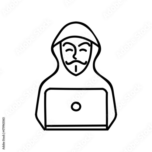 Hacker icon. Technology computer. Hand drawn vector illustration.