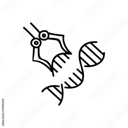 Artificially modified DNA strains icon. Hand drawn vector illustration.