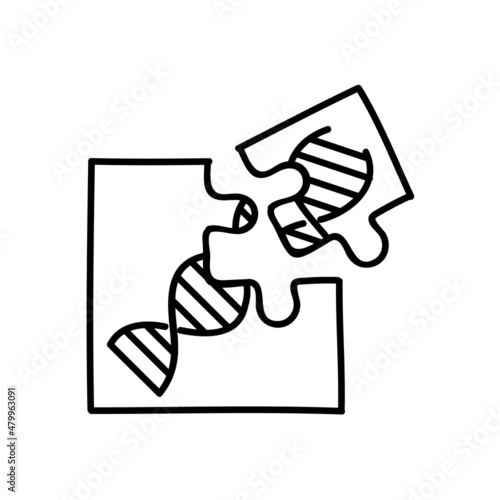Artificially modified DNA strains icon. Hand drawn vector illustration.
