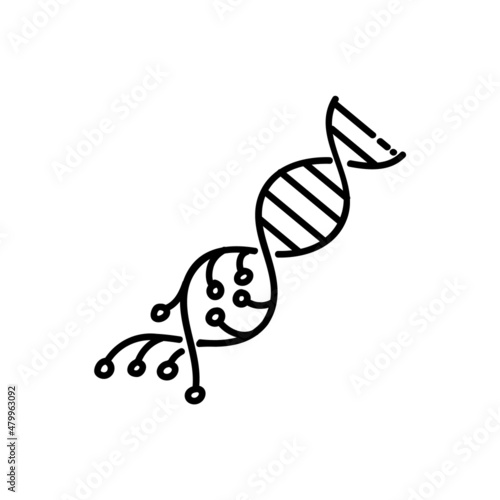 Artificially modified DNA strains icon. Hand drawn vector illustration.