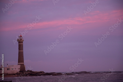lighthouse at dusk