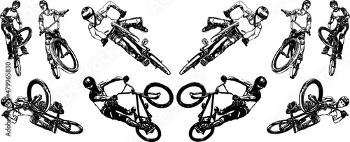 Vector image of a cyclist performing tricks