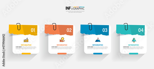 Business Infographic with note paper design vector.