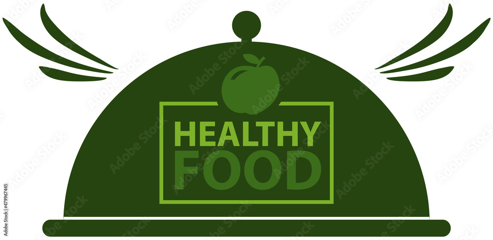 Healthy food logo design template. Modern linear organic label, emblem with lid for dish. Hand drawn lettering for natural healthy food. Stamp of restaurant with environmentally friendly products Healthy food logo design template. Modern linear organic label, emblem with lid for dish. Hand drawn lettering for natural healthy food. Stamp of restaurant with environmentally friendly products