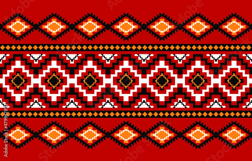 Geometric ethnic oriental seamless pattern traditional Design for background,carpet,wallpaper.clothing,wrapping,Batik fabric,Vector illustration.embroidery style - Sadu, sadou, sadow or sado