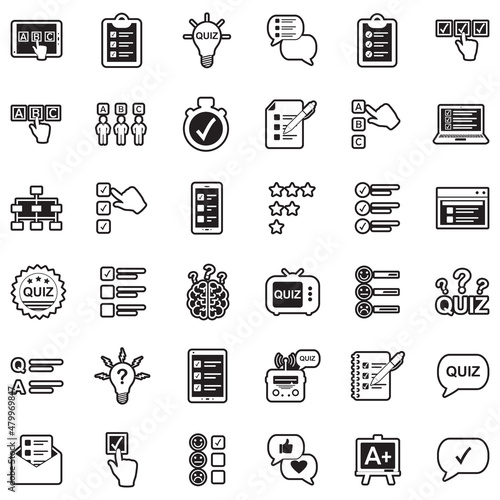 Quiz Icons. Line With Fill Design. Vector Illustration.