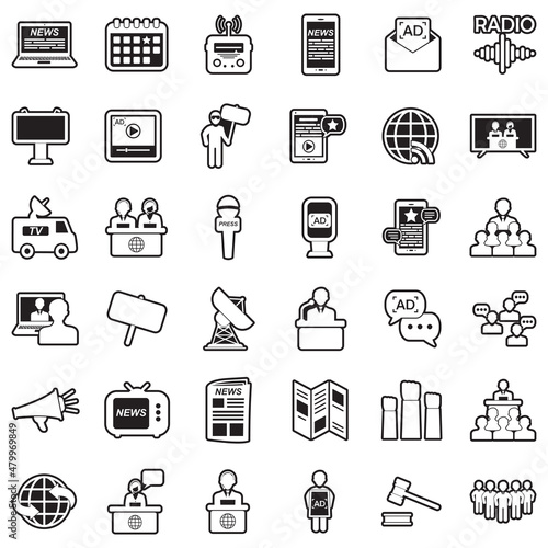 Propaganda Icons. Line With Fill Design. Vector Illustration.