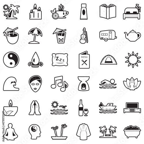 Relaxation Icons. Line With Fill Design. Vector Illustration.