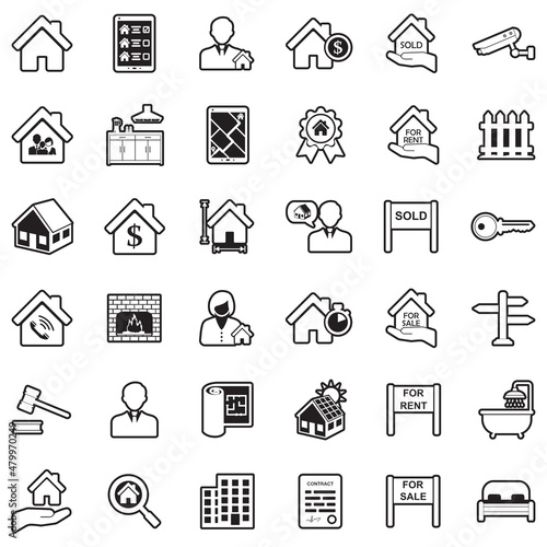 Real Estate Icons. Line With Fill Design. Vector Illustration.