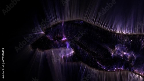 Kirlian aura of a single isolated male hand gesturing with fingers and hand. photo