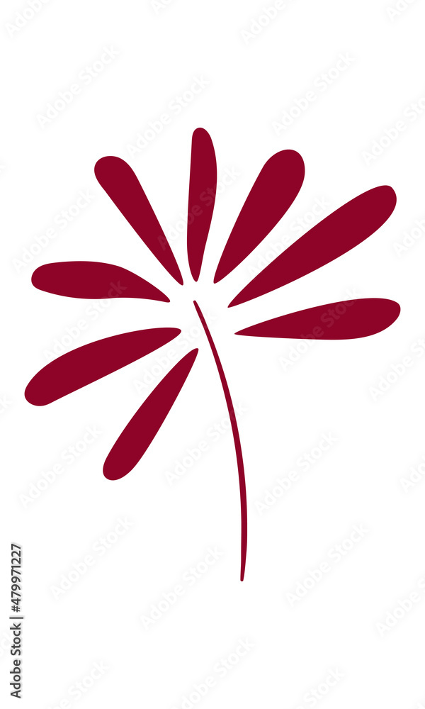 Burgundy sprawling botanical branch with leaves. Clipart. Burgundy sprawling botanical branch with leaves. Clipart.