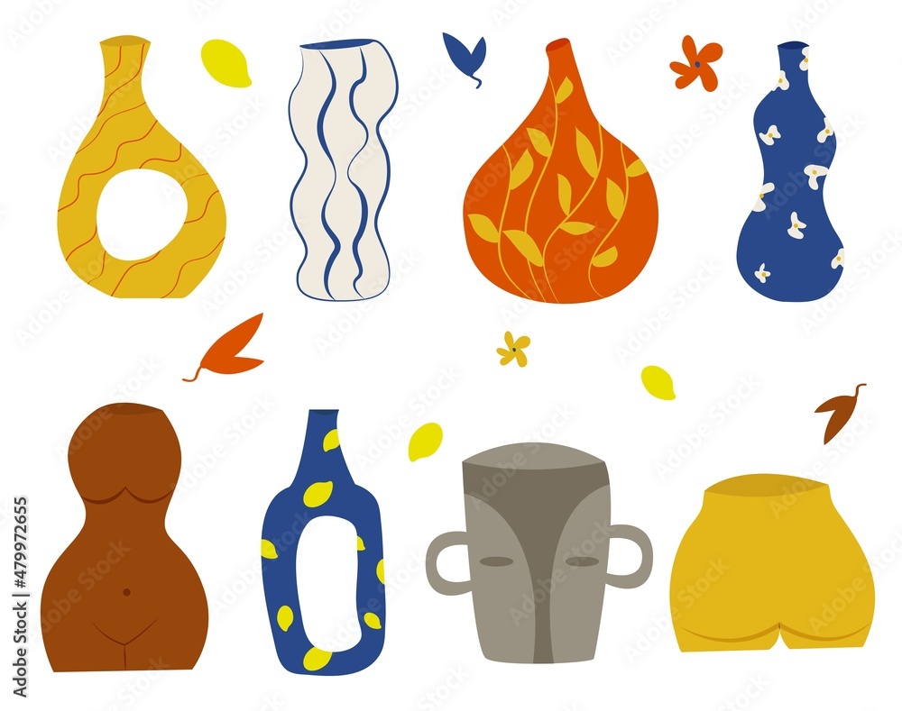 ceramic vases. set of vases of different shapes