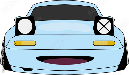 Cute smiley blue car