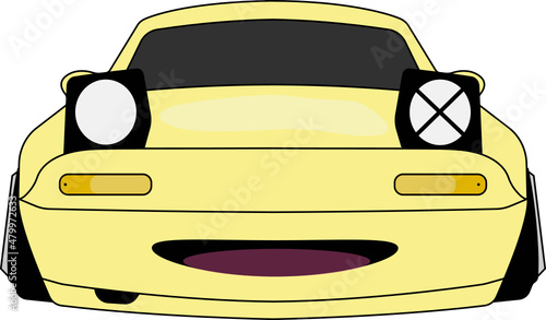Cute smiley yellow car