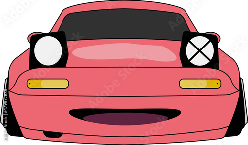 Cute smiley red car
