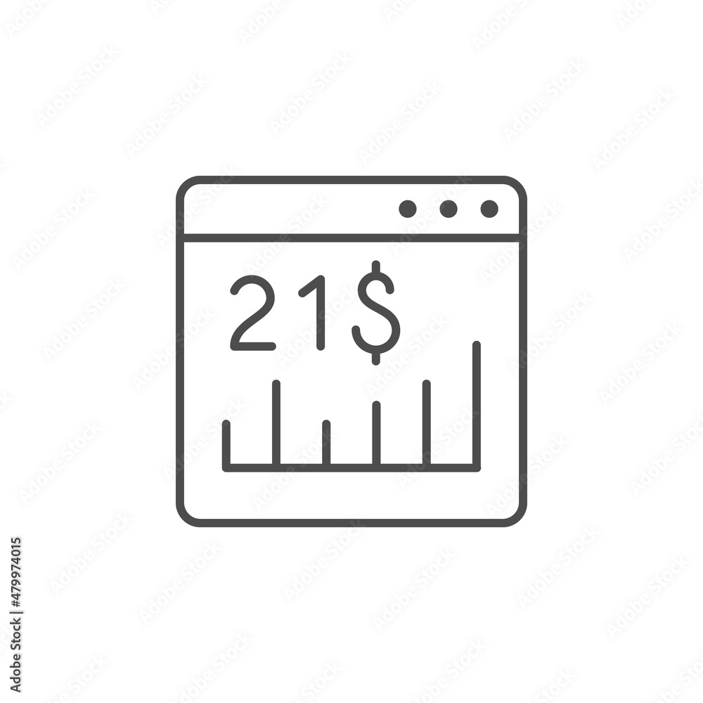 Financial website line outline icon Financial website line outline icon