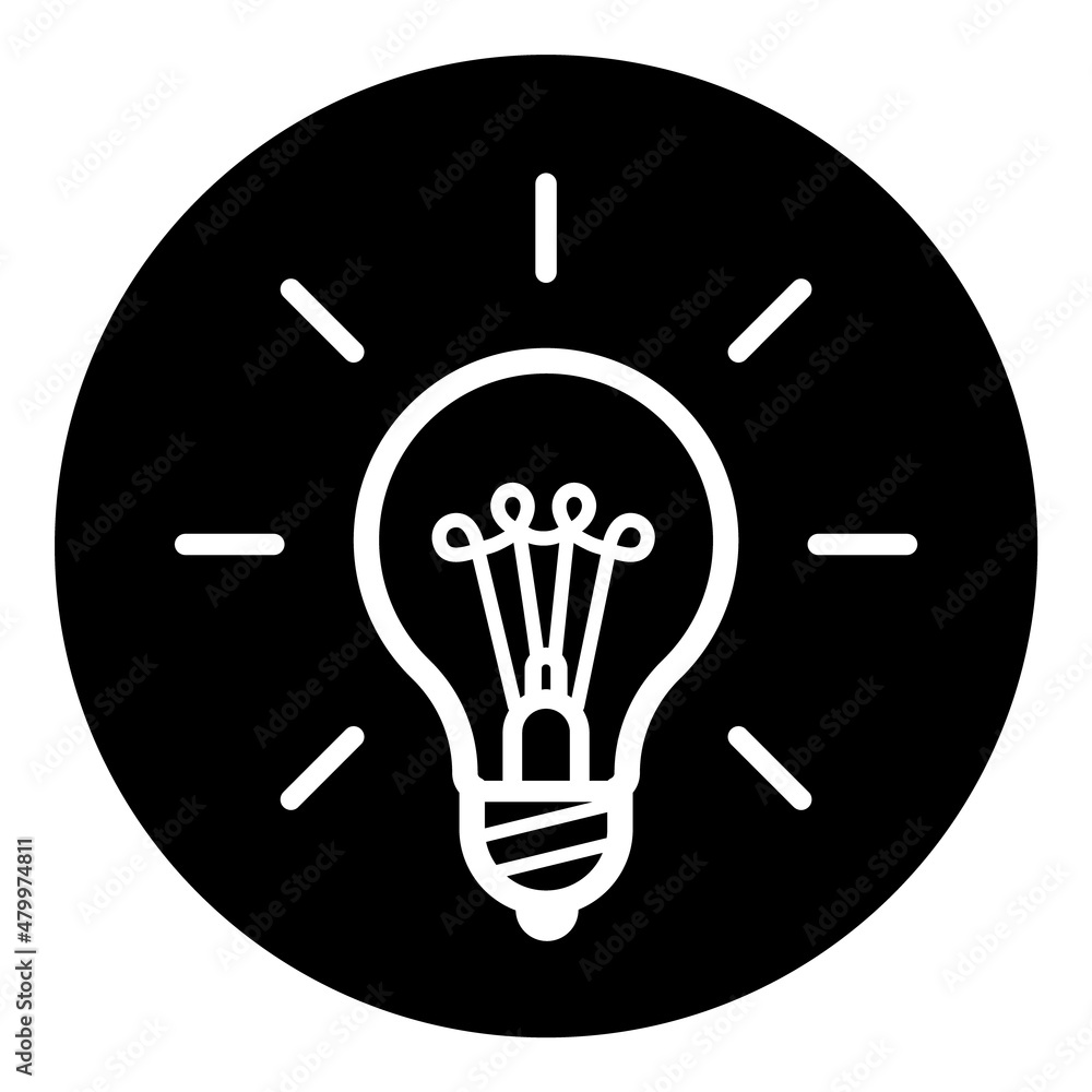 Lightbulb Shine Glyph Flat Icon Isolated On White Background Lightbulb Shine Glyph Flat Icon Isolated On White Background