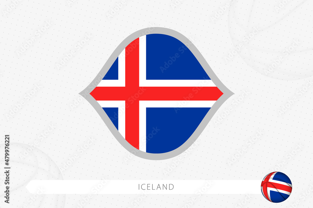 Fototapeta premium Iceland flag for basketball competition on gray basketball background.