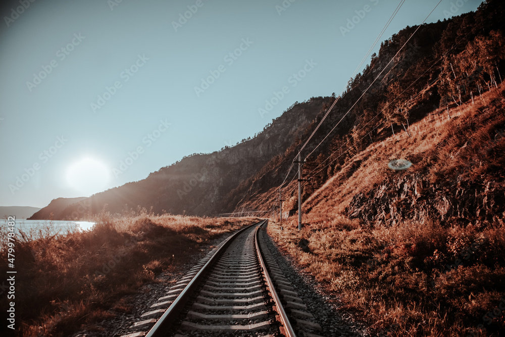 Round-Baikal railway from sunset Round-Baikal railway from sunset