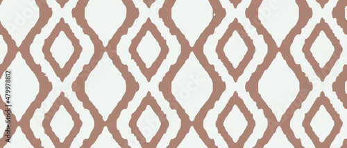 Ethnic motif handdrawn print. Paint brush strokes geometric seamless pattern. Freehand indigenous style background. Folk, tribal ornament. Artistic hand drawn geo diamond design. Abstract vector wallp
