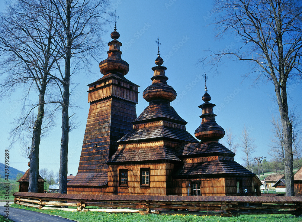 Orthodox wooden church in Kwiaton, Beskid Niski, Poland