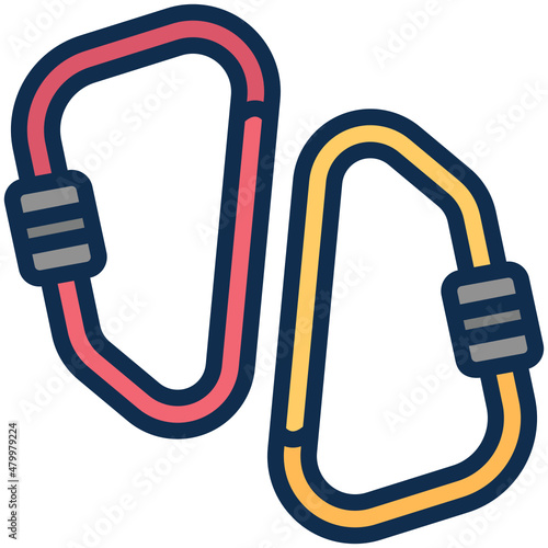 Carabiner filled line color icon