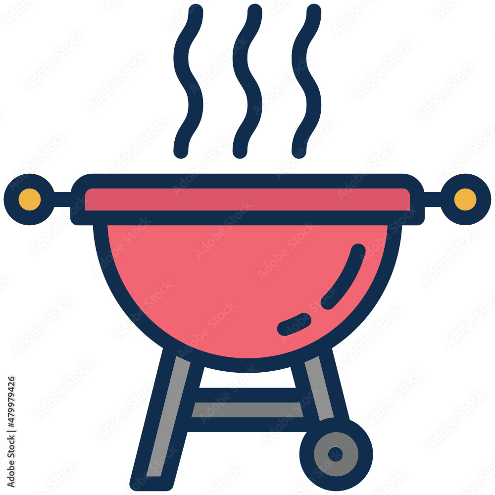 Grill filled line color icon Grill filled line color icon