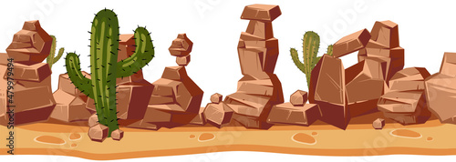 Mountain desert landscape. Horizontal seamless background for western game